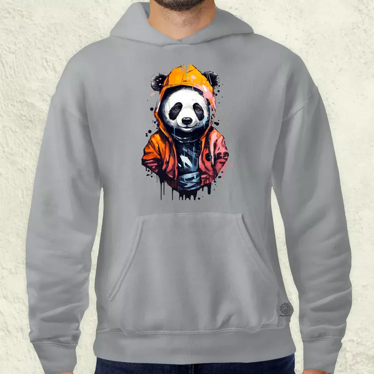 Kapucnis panda v3 férfi pulóver