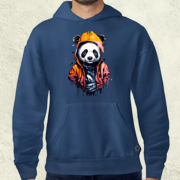 Kapucnis panda v3 férfi pulóver