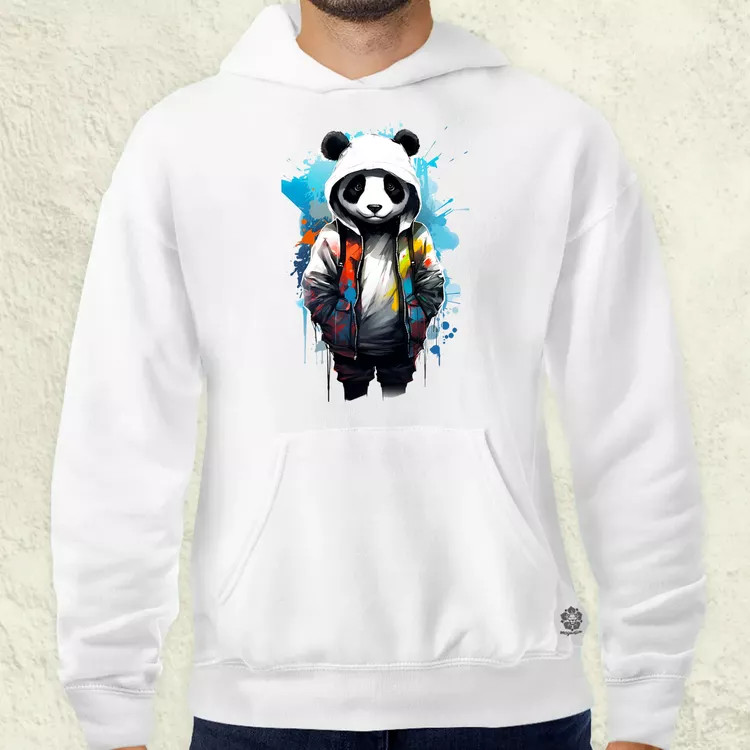 Kapucnis panda v4 férfi pulóver