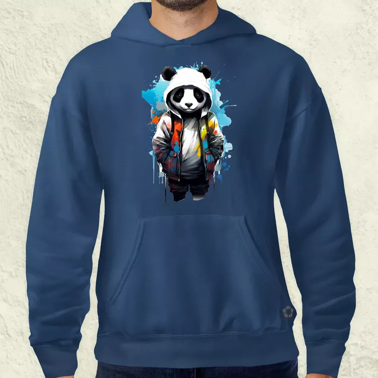 Kapucnis panda v4 férfi pulóver