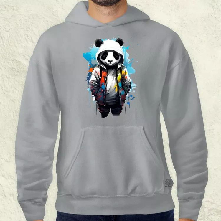Kapucnis panda v4 férfi pulóver