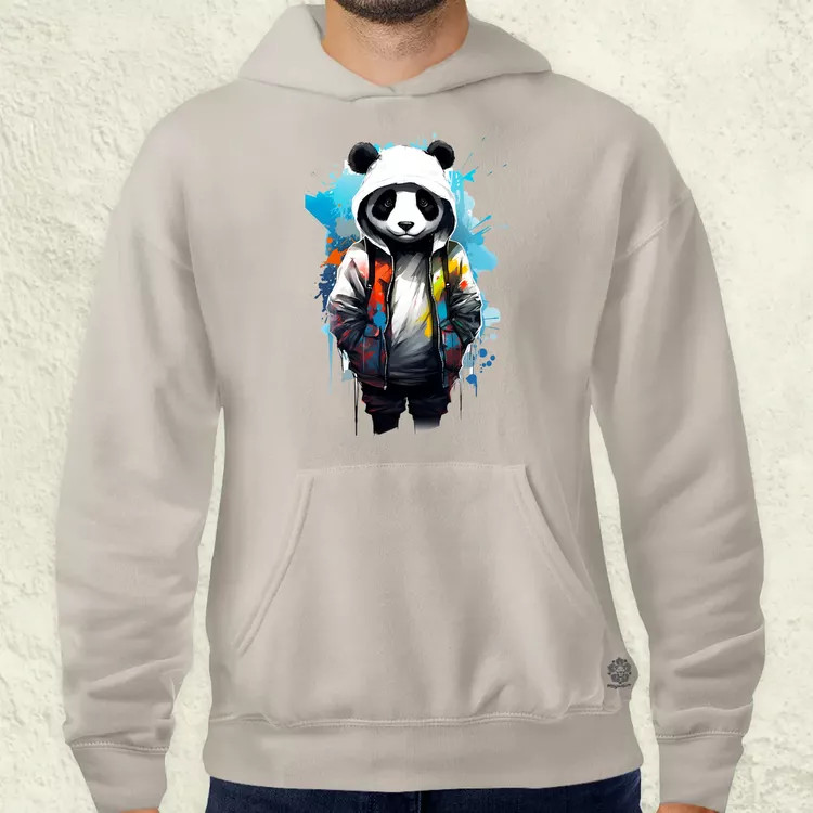 Kapucnis panda v4 férfi pulóver