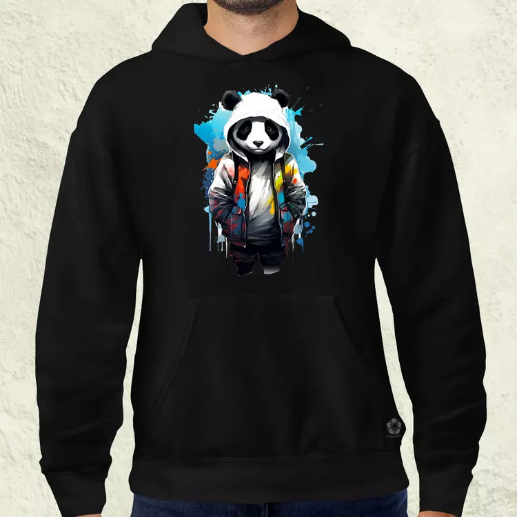 Kapucnis panda v4 férfi pulóver