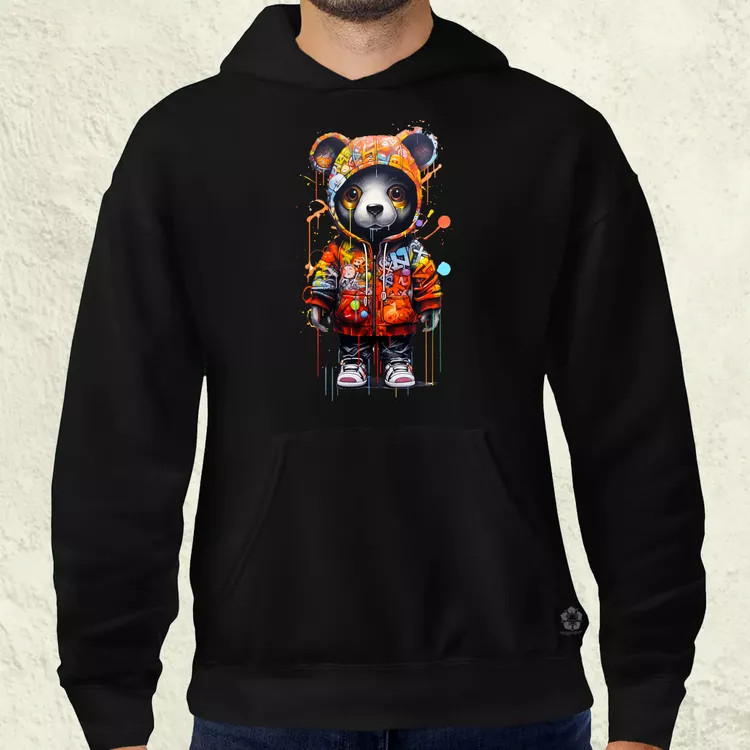 Kapucnis panda v5 férfi pulóver