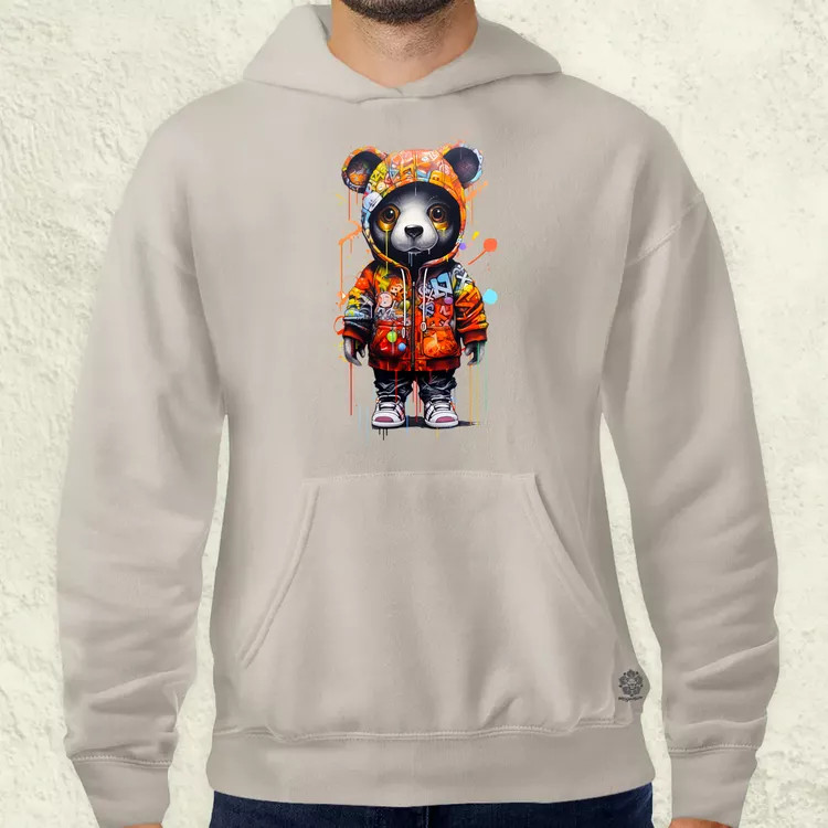 Kapucnis panda v5 férfi pulóver
