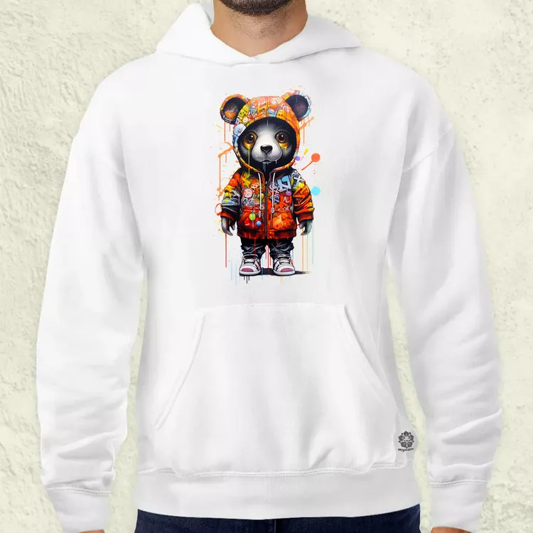 Kapucnis panda v5 férfi pulóver