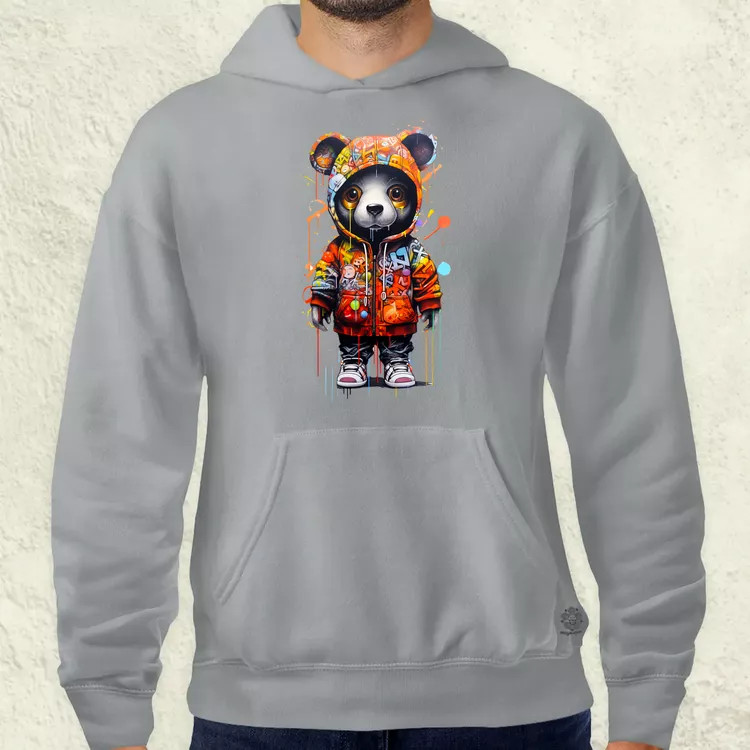 Kapucnis panda v5 férfi pulóver