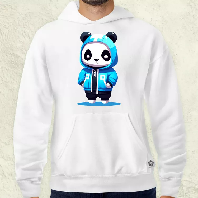 Kék panda srác v2 férfi pulóver