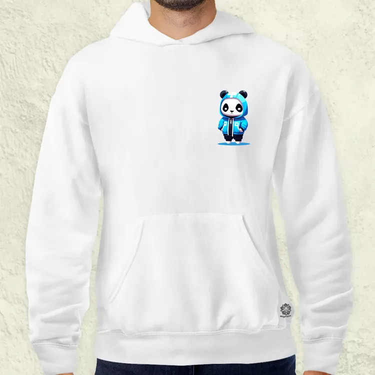 Kék panda srác zseb férfi pulóver
