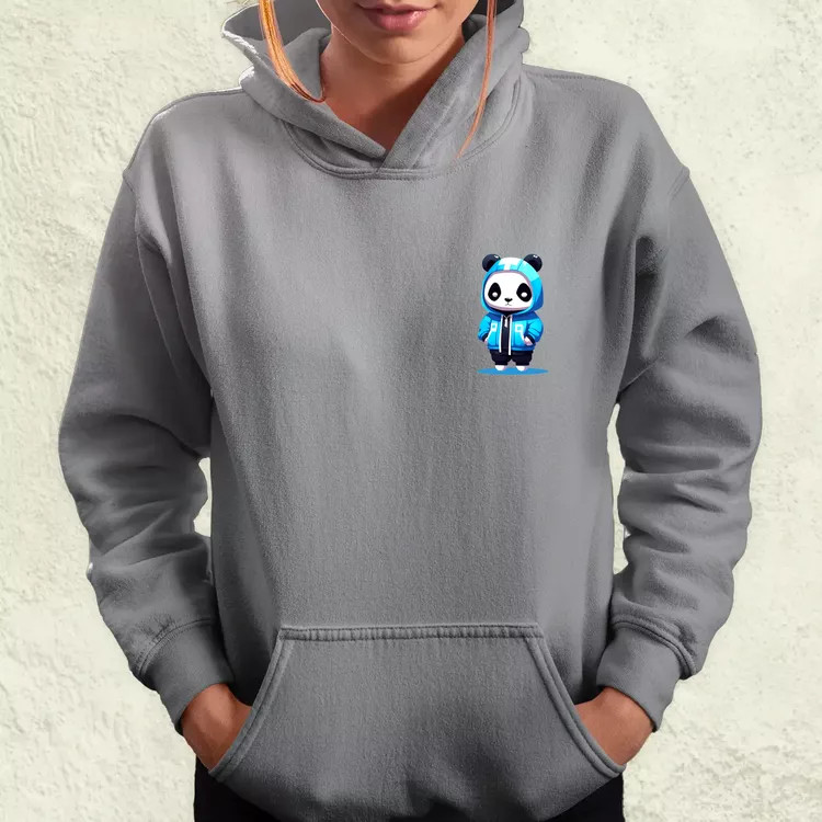 Kék panda srác zseb női pulóver