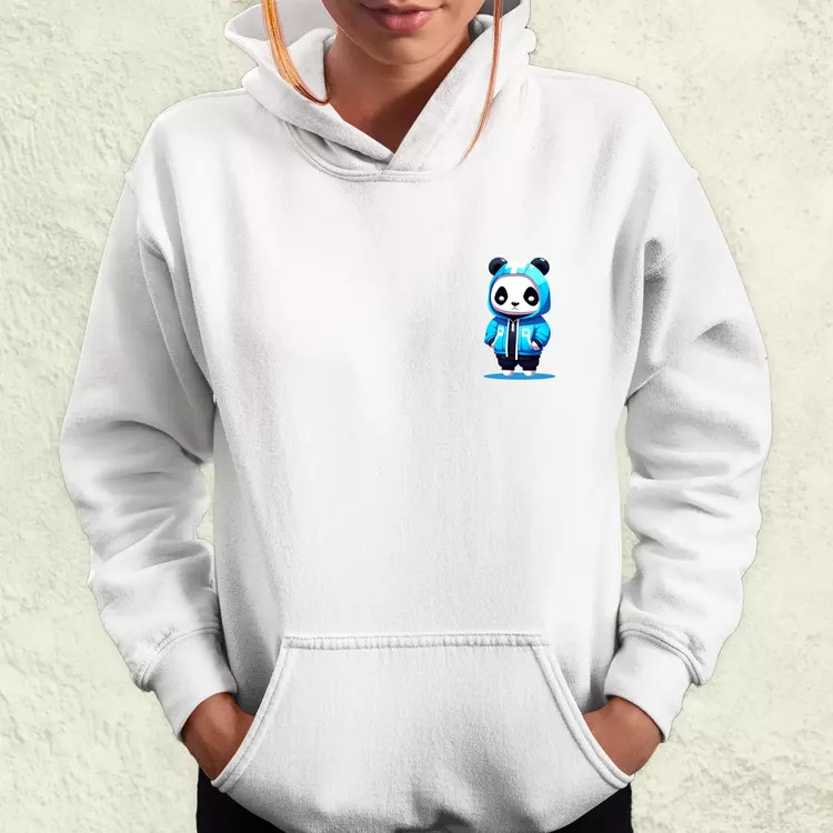 Kék panda srác zseb női pulóver