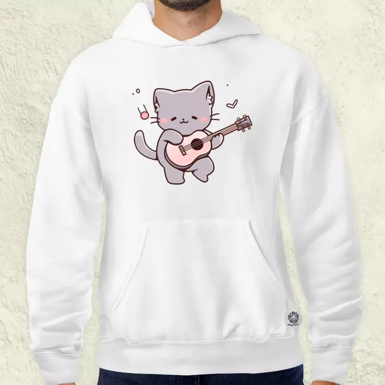 Cica gitározik v1 férfi pulóver
