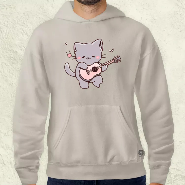 Cica gitározik v1 férfi pulóver