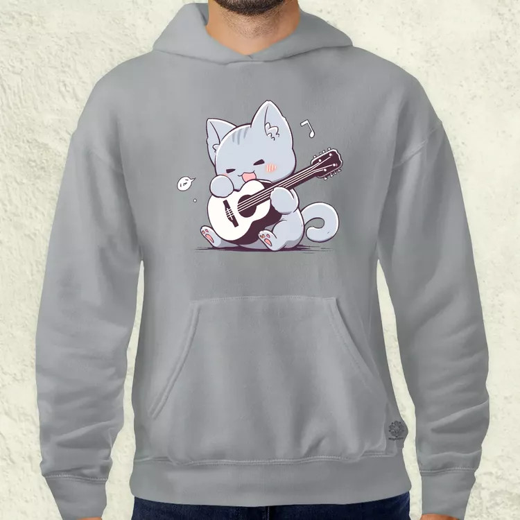 Cica gitározik v2 férfi pulóver