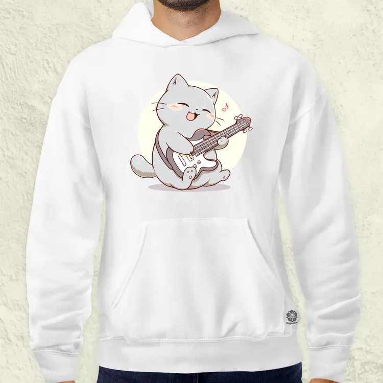 Cica gitározik v3 férfi pulóver