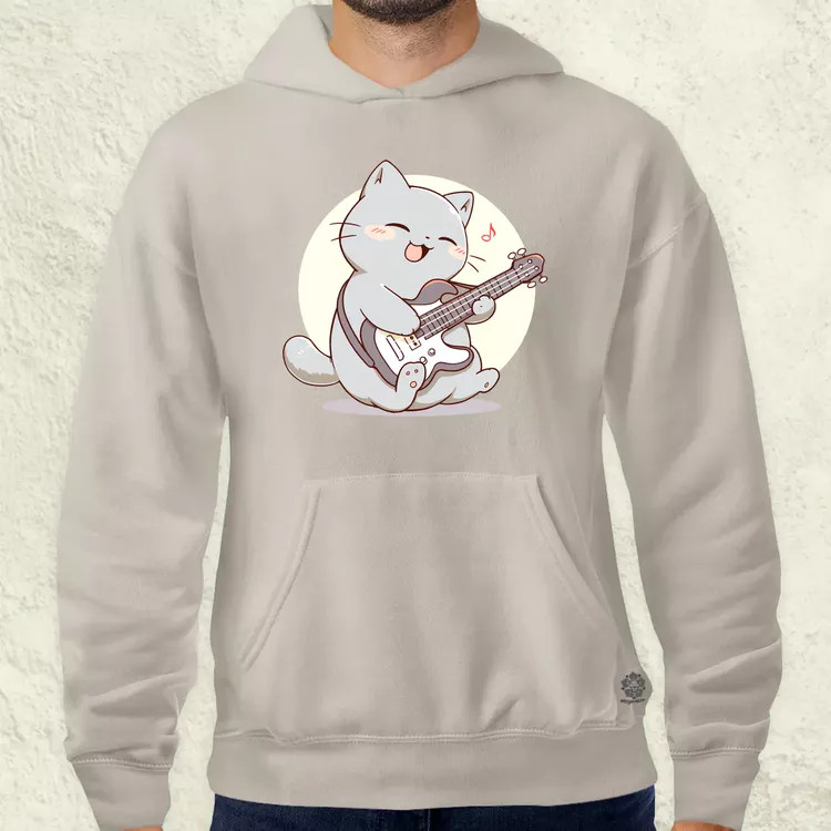 Cica gitározik v3 férfi pulóver