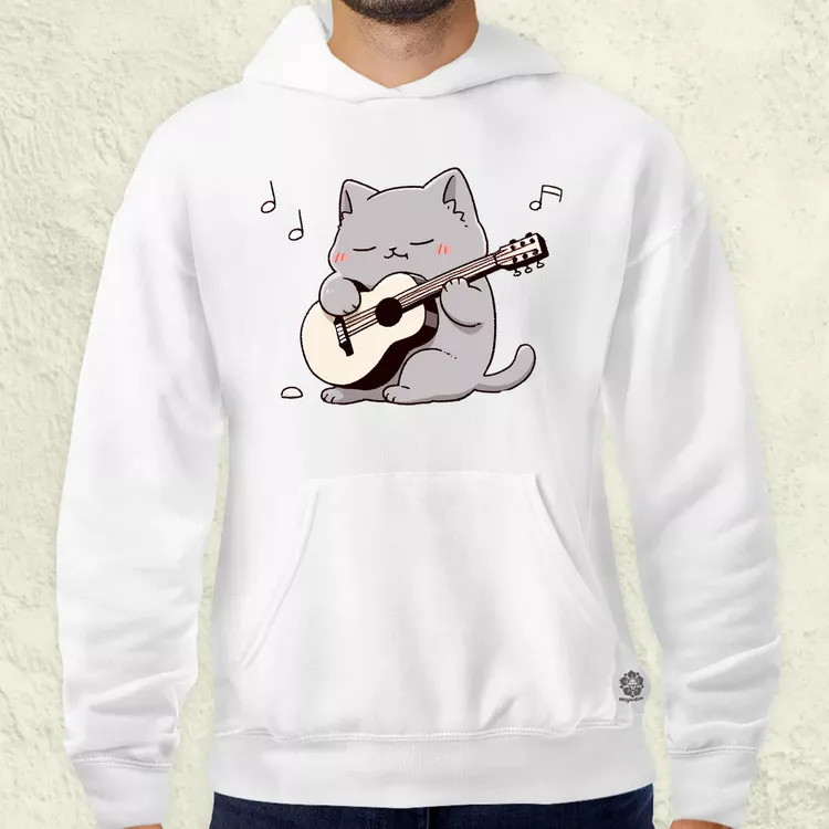 Cica gitározik v4 férfi pulóver