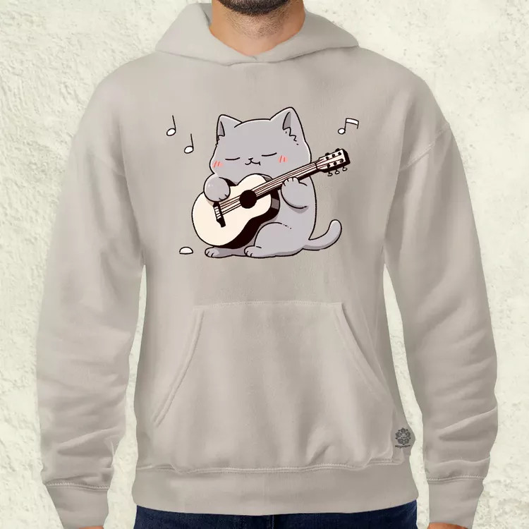 Cica gitározik v4 férfi pulóver