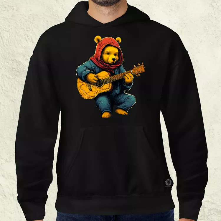 Micimackó gitározik v2 férfi pulóver