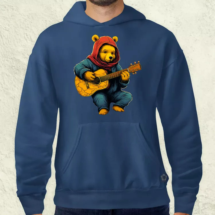 Micimackó gitározik v2 férfi pulóver