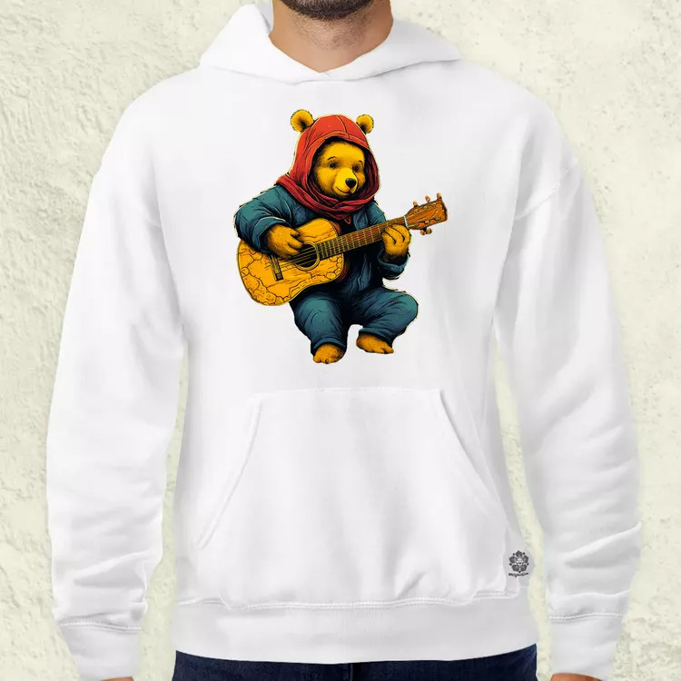 Micimackó gitározik v2 férfi pulóver