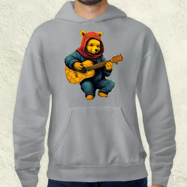 Micimackó gitározik v2 férfi pulóver