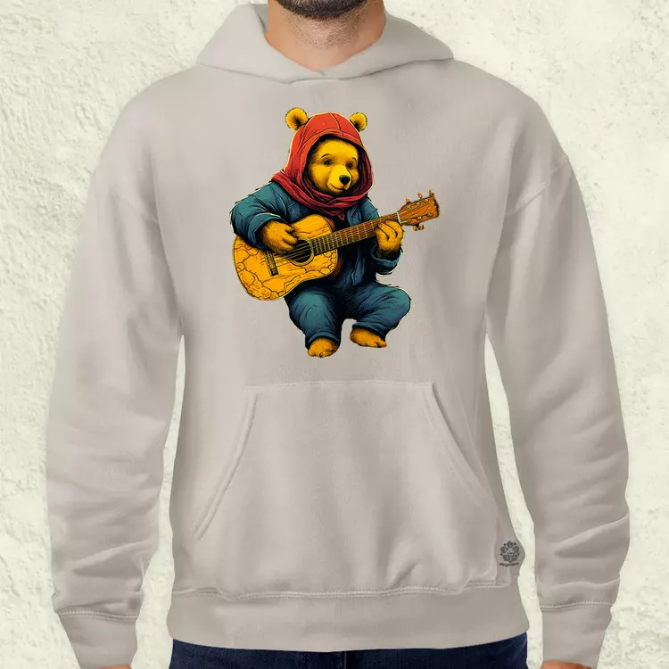 Micimackó gitározik v2 férfi pulóver