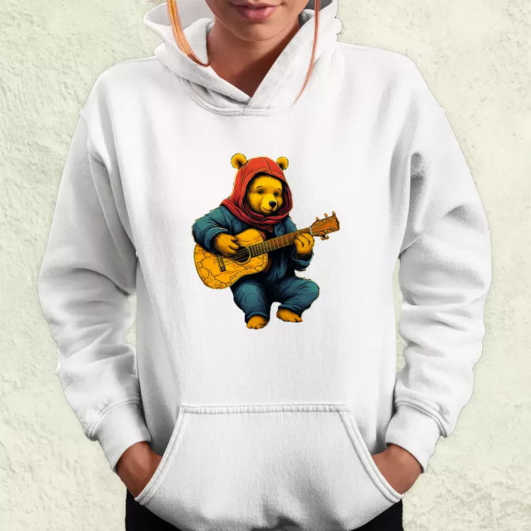 Micimackó gitározik v2 női pulóver