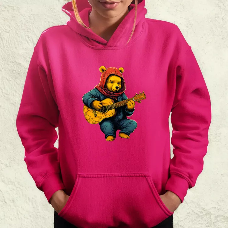 Micimackó gitározik v2 női pulóver