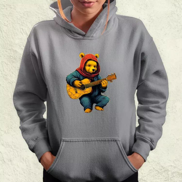 Micimackó gitározik v2 női pulóver