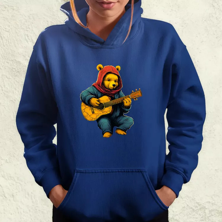Micimackó gitározik v2 női pulóver