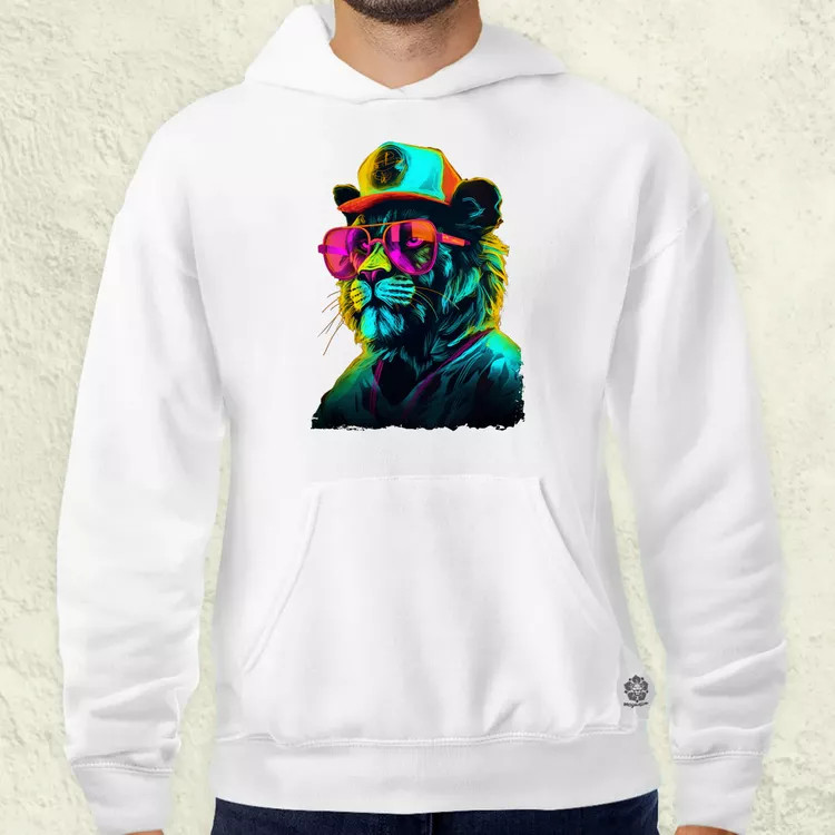 Neon gengszter oroszlán v1 férfi pulóver