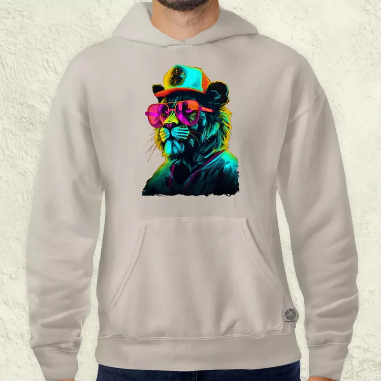 Neon gengszter oroszlán v1 férfi pulóver