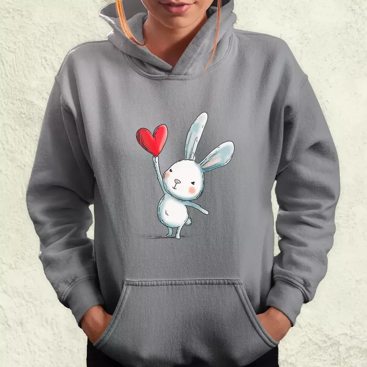 Nyuszi szíves lufival v2 női pulóver