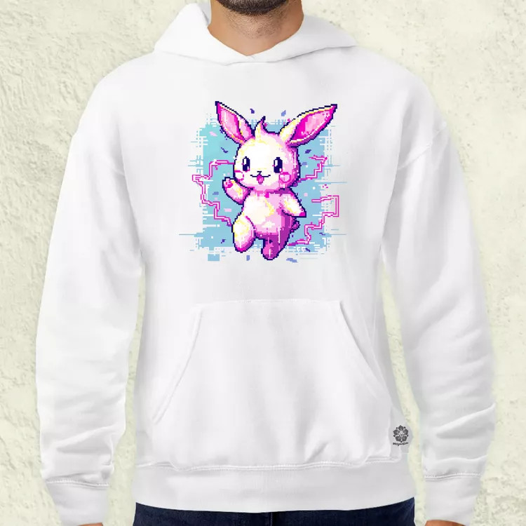 Pixelart kawaii nyuszi v1 férfi pulóver