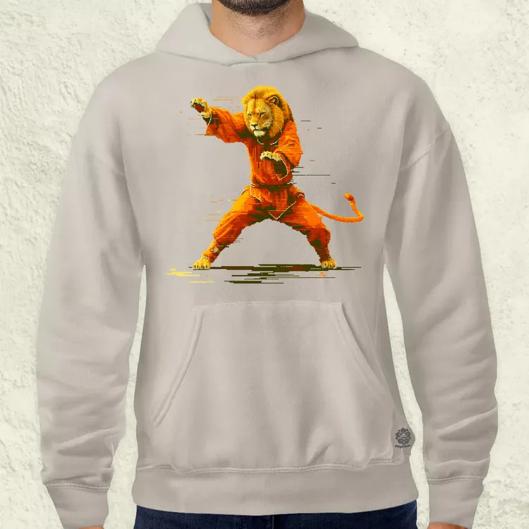 Pixelart kung fu oroszlán v1 férfi pulóver