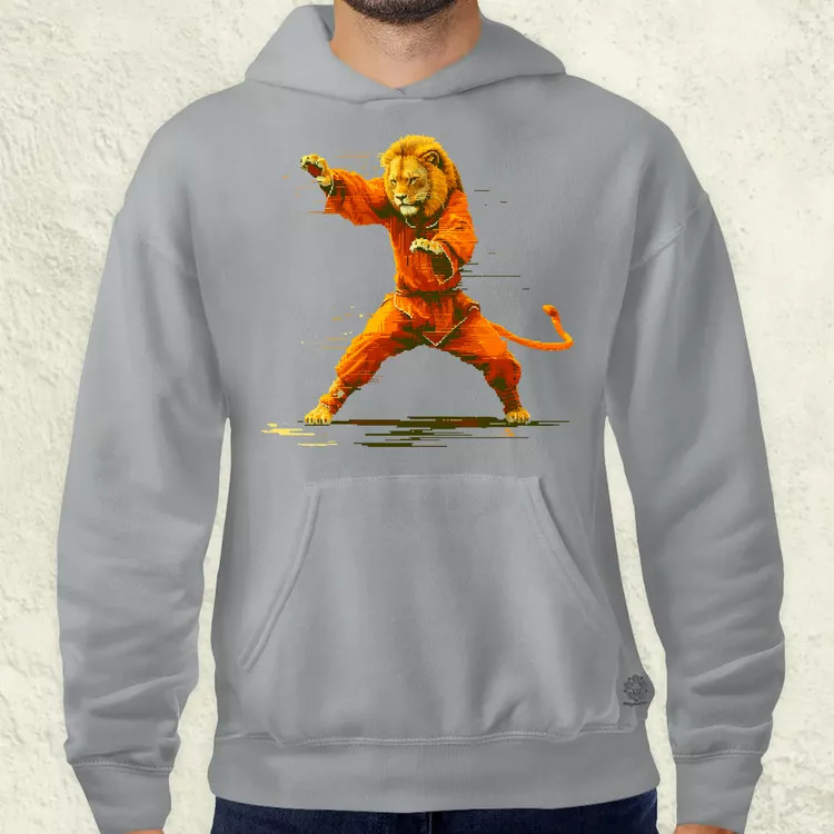 Pixelart kung fu oroszlán v1 férfi pulóver