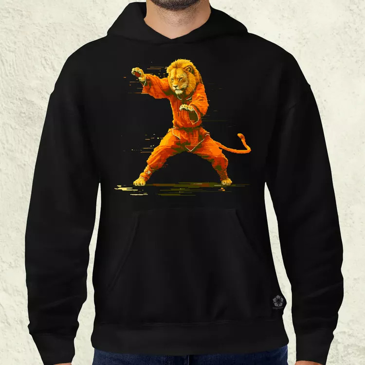 Pixelart kung fu oroszlán v1 férfi pulóver