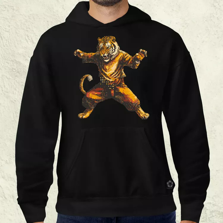 Pixelart kung fu tigris v1 férfi pulóver