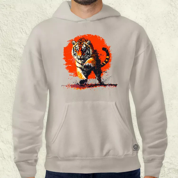 Pixelart kung fu tigris v2 férfi pulóver