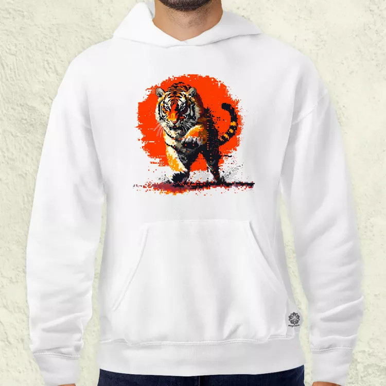Pixelart kung fu tigris v2 férfi pulóver