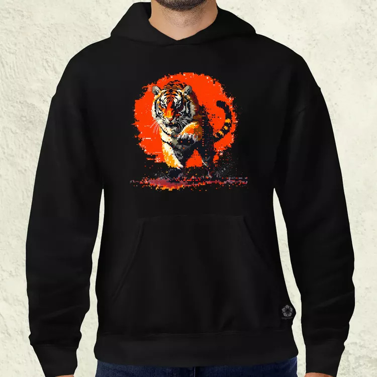 Pixelart kung fu tigris v2 férfi pulóver