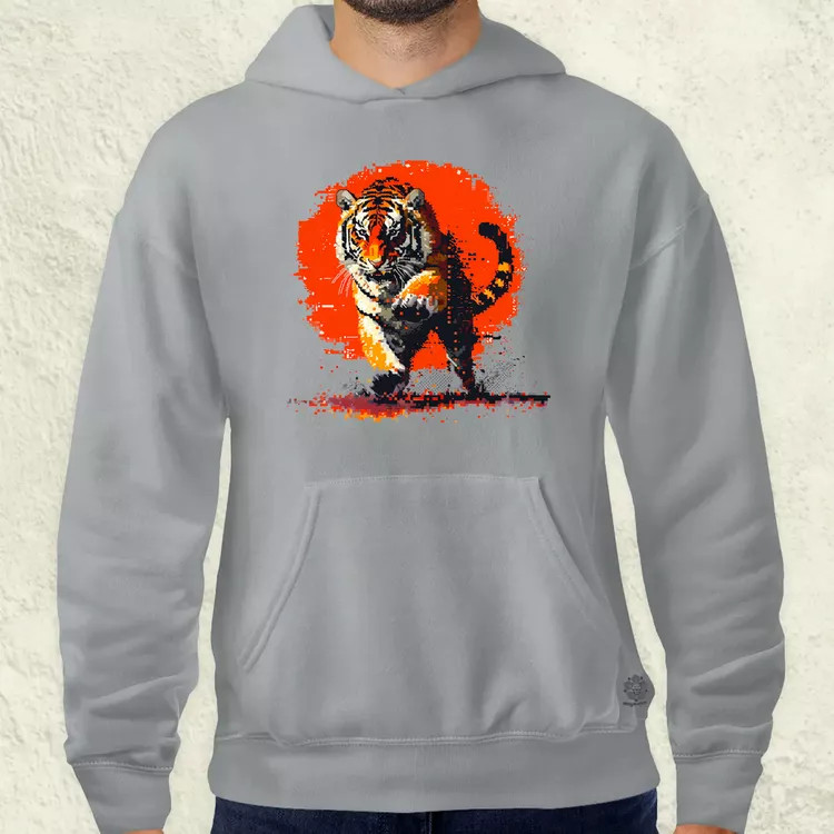 Pixelart kung fu tigris v2 férfi pulóver