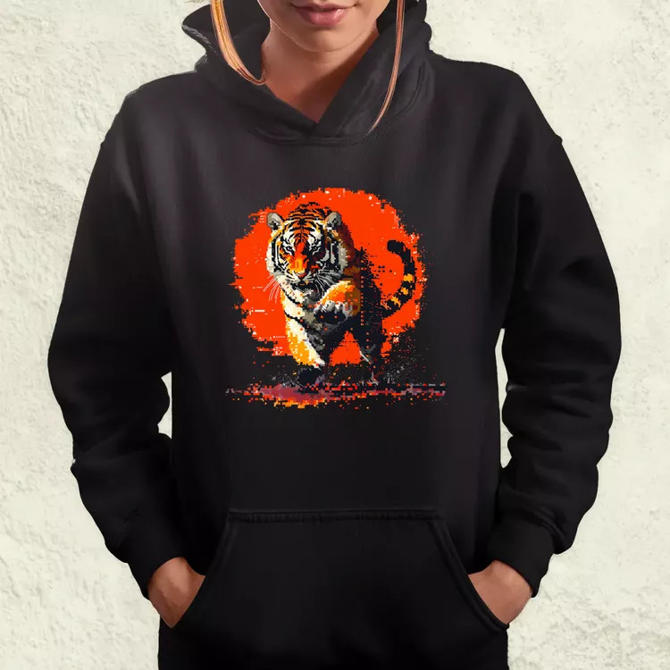 Pixelart kung fu tigris v2 női pulóver