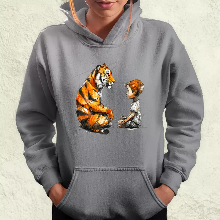Tigris és gyerek rajz női pulóver
