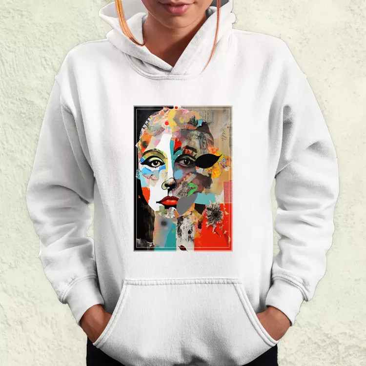 Posztmodern kollázs v3 női pulóver