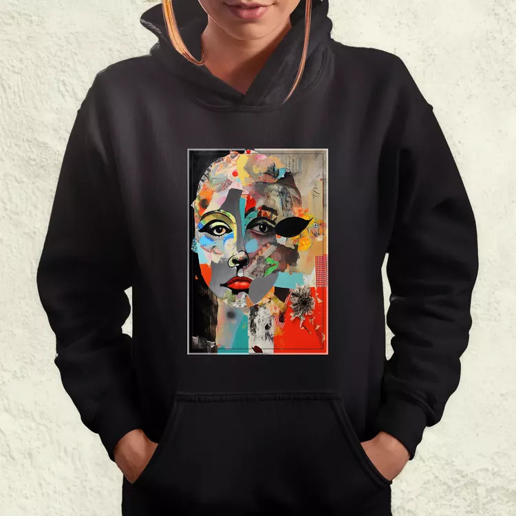 Posztmodern kollázs v3 női pulóver