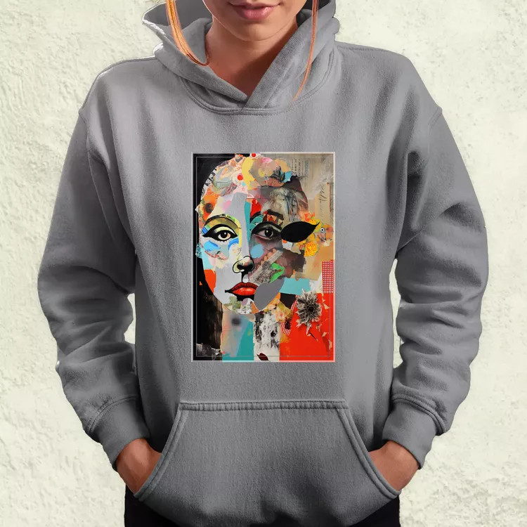Posztmodern kollázs v3 női pulóver