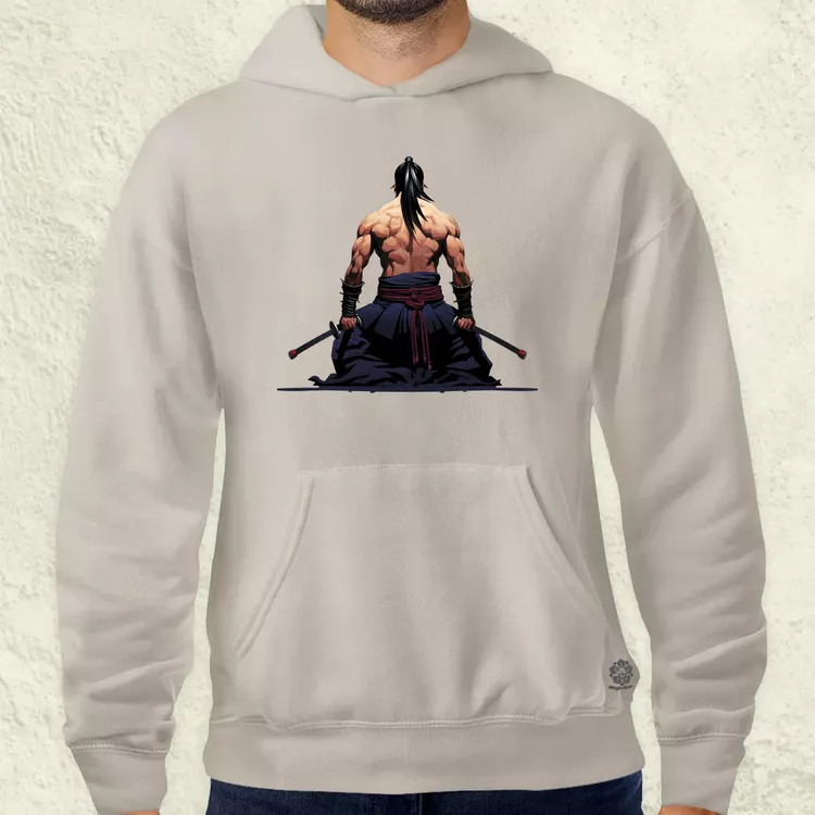 Pixelart Szamuráj hátulról v1 férfi pulóver