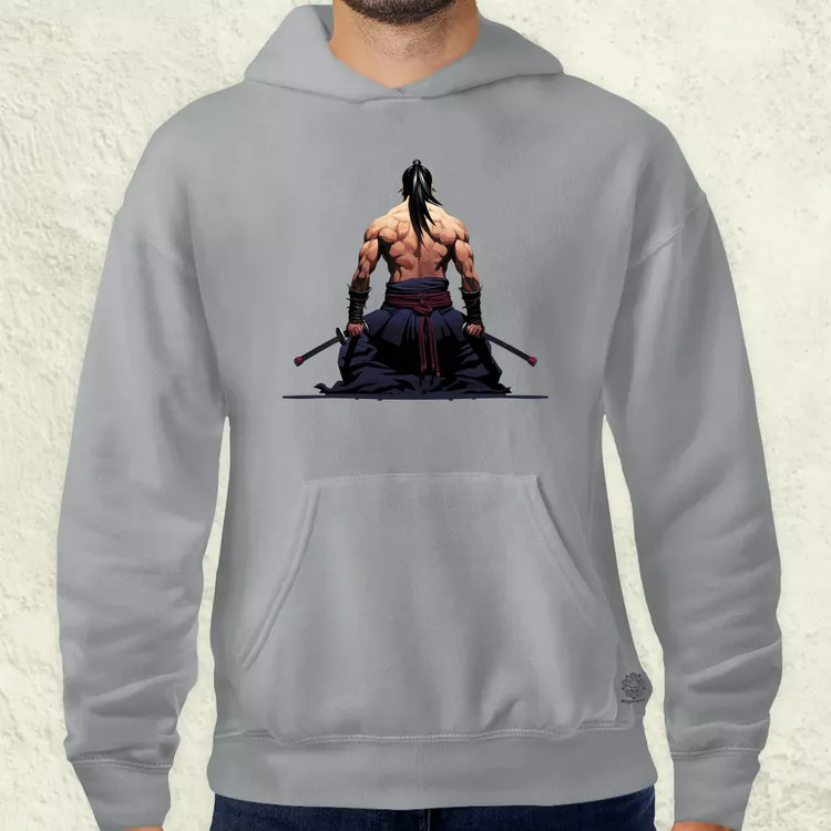 Pixelart Szamuráj hátulról v1 férfi pulóver